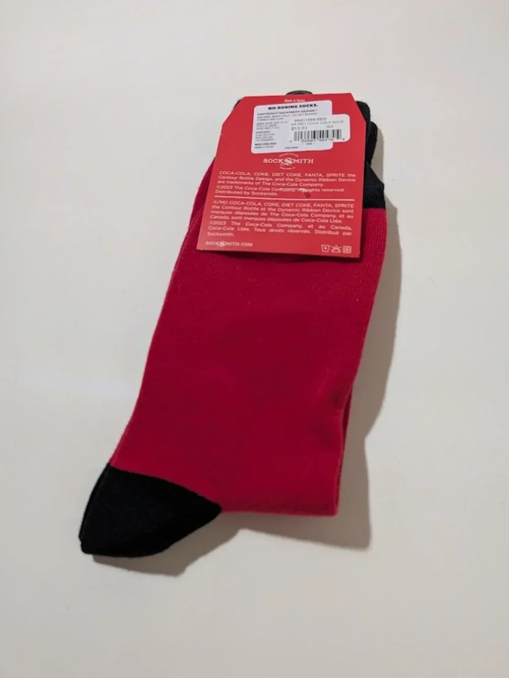 Socksmith Coca-Cola Red Logo Men's Crew Socks 10-13 NWT